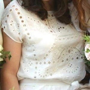 Club Monaco silk eyelet shift dress